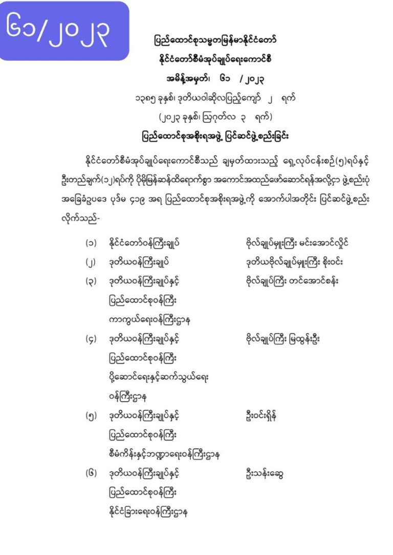 ဗိုလ်ချုပ်မှူးကြီး မင်းအောင်လှိုင် ဦးဆောင်သည့် ပြည်ထောင်စုအစိုးရအဖွဲ့အား ပြင်ဆင်ဖွဲ့စည်း ၊ ပြည်ထောင်စုဝန်ကြီးအချို့ အပြောင်းအလဲ ဖြစ်လာ