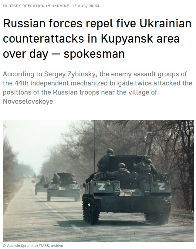 Kupyansk ဧရိယာတွင် ယူကရိန်း၏ တန်ပြန်ထိုးစစ် ငါးခုကို ရုရှားတပ်ဖွဲ့များက ချေမှုန်းခဲ့ဟုဆို