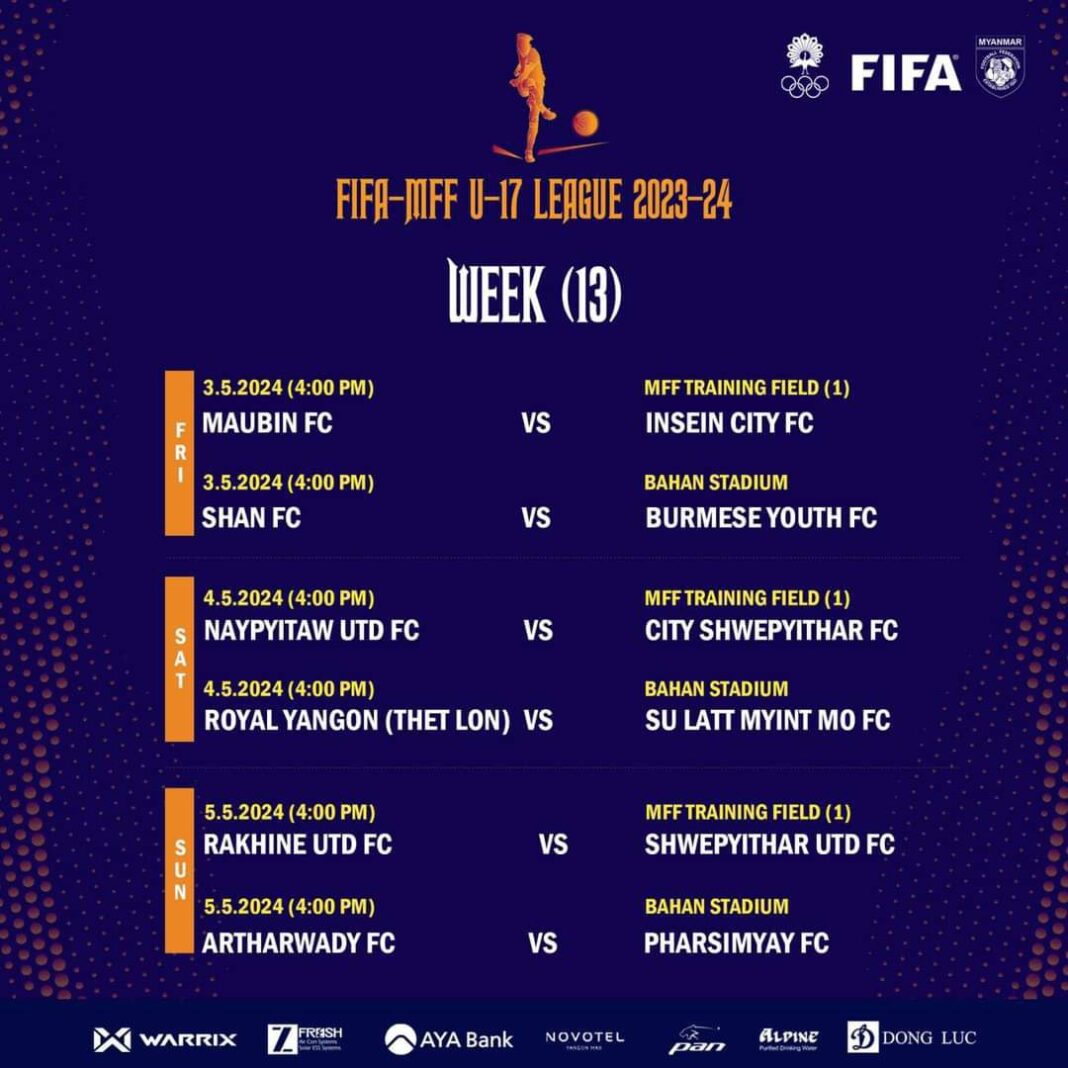 FIFA - MFF U 17 League အုပ်စုအဆင့် ပွဲစဉ် (၁၃) ယနေ့ စတင် | Popular