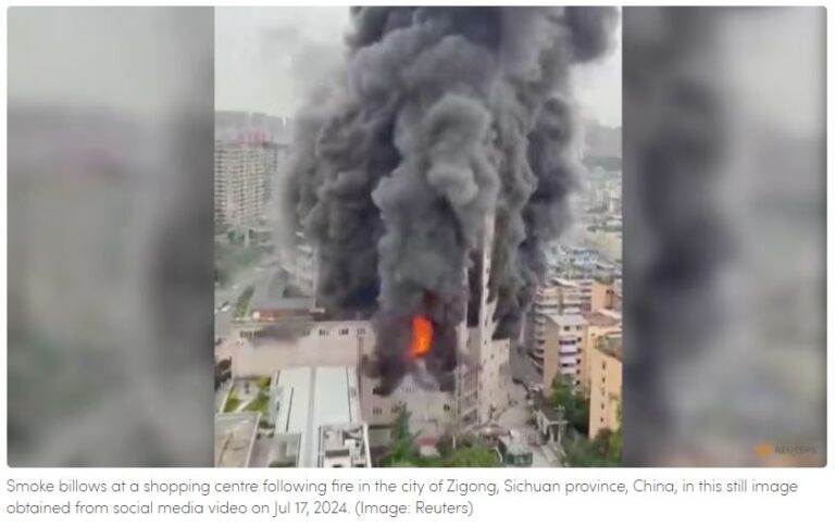 တရုတ်၌ ရှော့ပင်းစင်တာမီးလောင်၍ လူ ၁၆ ဦး‌ေ-သဆုံး