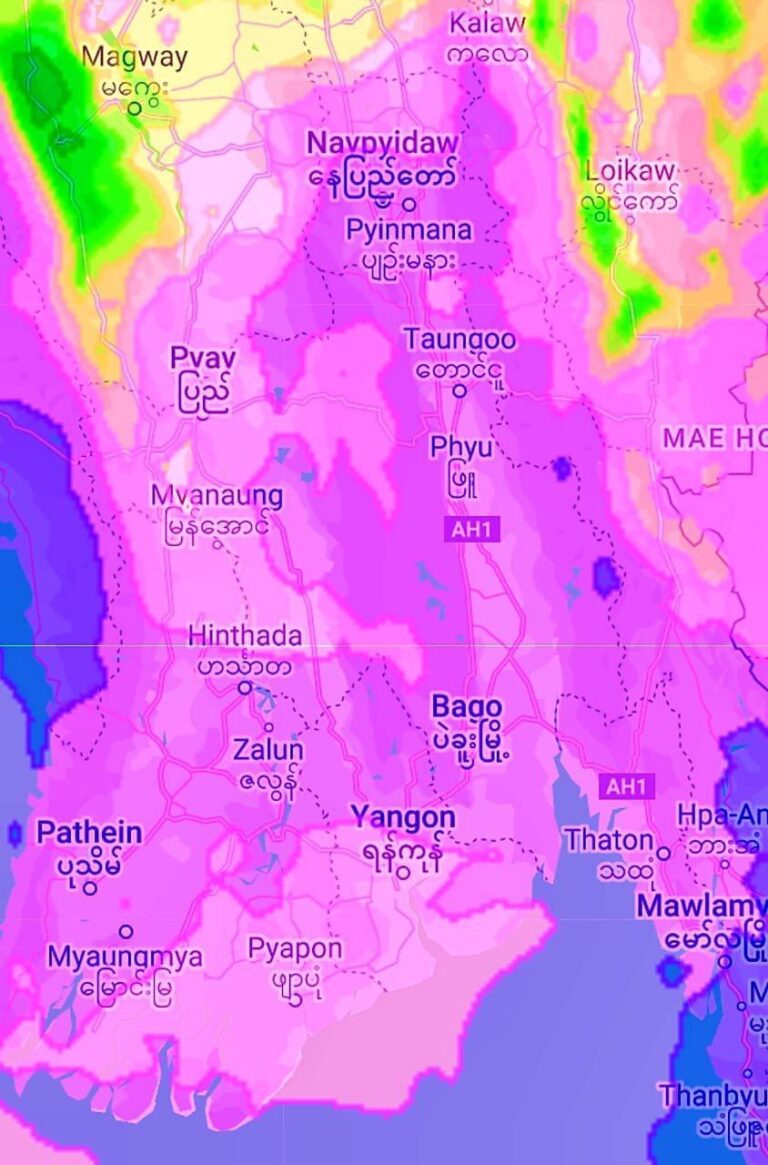 နောက် (၂၄) နာရီအတွင်း ရန်ကုန်အပါဝင် ပဲခူး၊ မွန်၊ ကရင်၊ ရခိုင်တို့တွင် မိုးများနိုင်ပြီး တနင်္သာရီနှင့် ပဲခူးအရှေ့ပိုင်းဒေသများတွင် ရေကြီးနိုင်ဟုဆို