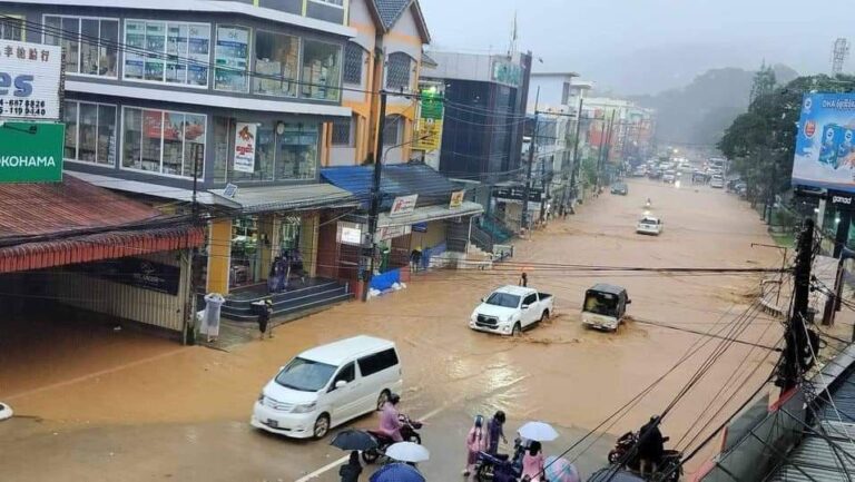 မိုးသည်းထန်စွာ ရွာသွန်းမှုကြောင့် တာချီလိတ်တွင် တတိယအကြိမ် ရေကြီးရေလျှံမှု ဖြစ်ပွား