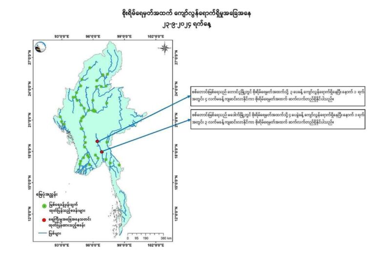 တောင်ငူနှင့် မဒေါက်တွင် စစ်တောင်းမြစ်ရေ စိုးရိမ်ရေမှတ်ကျော်လွန်နေဟု မိုး/ဇလထုတ်ပြန်