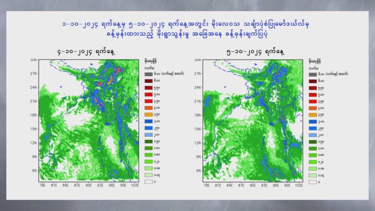 အောက်တိုဘာလဆန်းအတွင်း တိုင်းနှင့်ပြည်နယ်တချို့၌ မိုးကြီး၍ လေပြင်းတိုက်ခတ်ခြင်းများဖြစ်နိုင်ဟု မိုးဇလသတိပေး