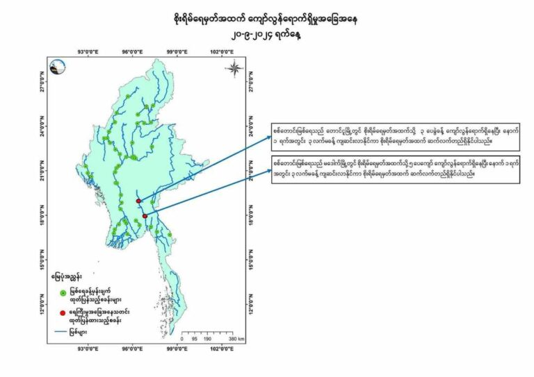 စစ်တောင်းမြစ်ရေ တောင်ငူမြို့၌ စိုးရိမ်ရေမှတ်အထက် ၃ ပေခွဲခန့်ကျော်လွန်ရောက်ရှိနေ